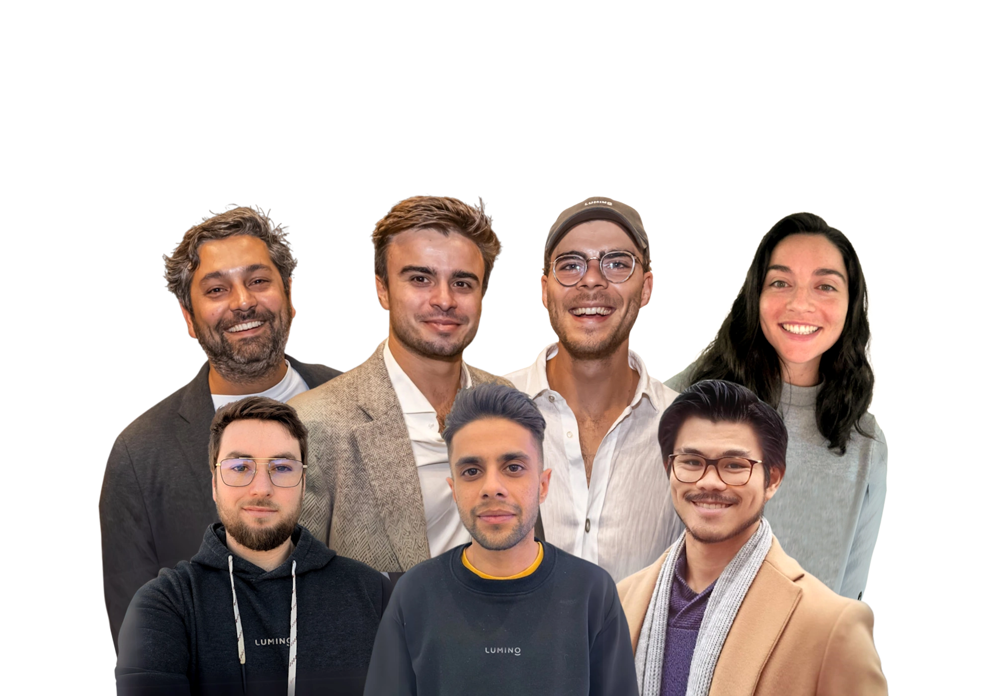 Members of the Lumino team - Tom Gray, Nikita Cretu, Hari Guliani, Ellen Jardim, AJ Mishra, Eric Spelten and Roberto Perez