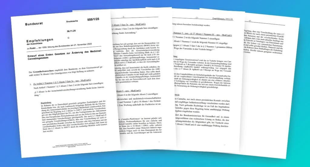 German Health Committee release MedCanG recommendations, November 2025