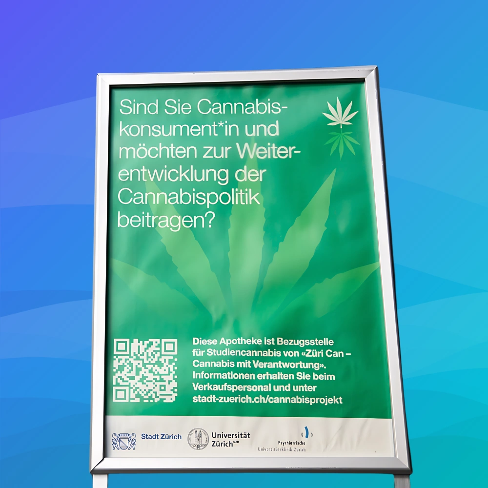 ZuriCan sign in Zurich, Switzerland on cannabis policy