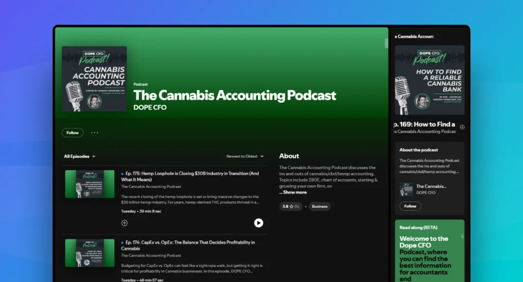 The Cannabis Accounting Podcast - recommended podcasts for professionals entering the cannabis industry