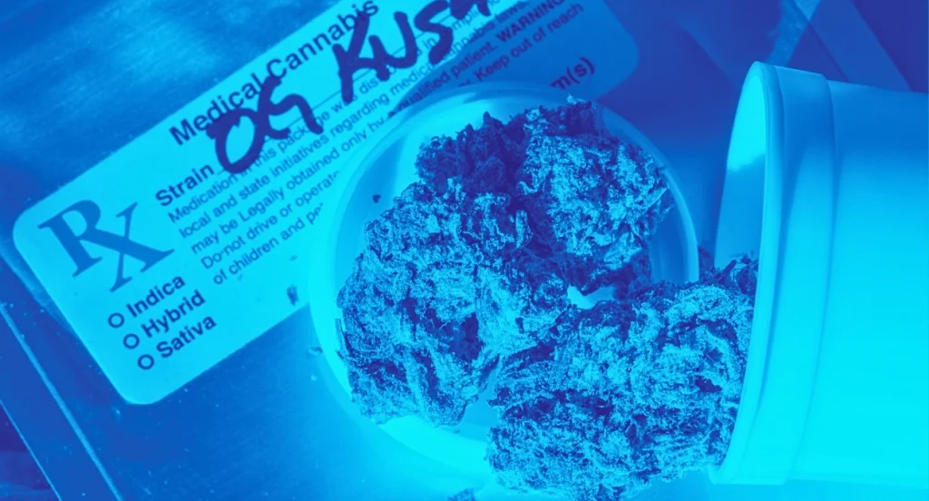 medical cannabis container and flower OG Kush
