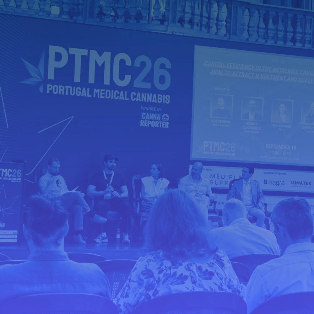 Capital Efficiency in the Medicinal Cannabis Supply-Chain - How to Attract Investment and Scale Your Business, a panel at PTMC 2026 featuring Ben Stevens of Business of Cannabis, Bennet Constantin of Sanity Group, Ana Serrato of EUMCA, Daniel Cook of True Terpenes, and Alfredo Pascual CFA of Cannamedical
