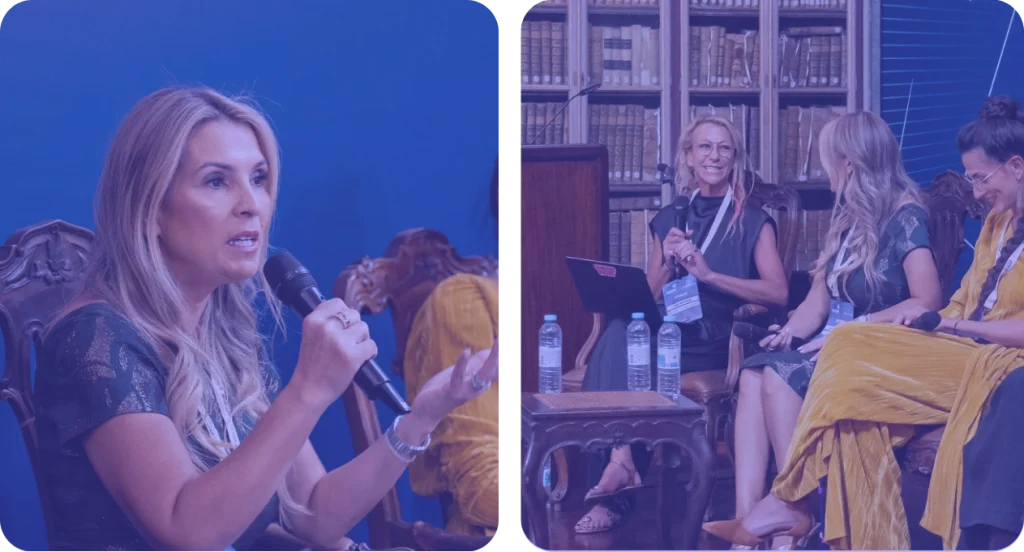 Women's Health and Wellness Economics in Medicinal Cannabis held at PTMC (Portugal Medical Cannabis) 2026, moderator Heidi Whitman (EmpowHer Cannabis Society) and panellist Sandra Carrillo (ASOMEDCCAM)